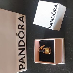 NWT Pandora Gold Padlock and Key Charm